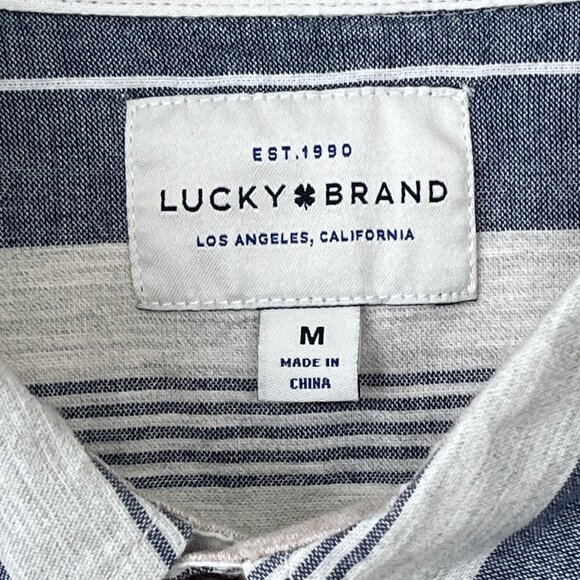 Lucky Brand Classic Fit Boardwalk Stripe Button Down Cotton Long Sleeve - Picture 6 of 10